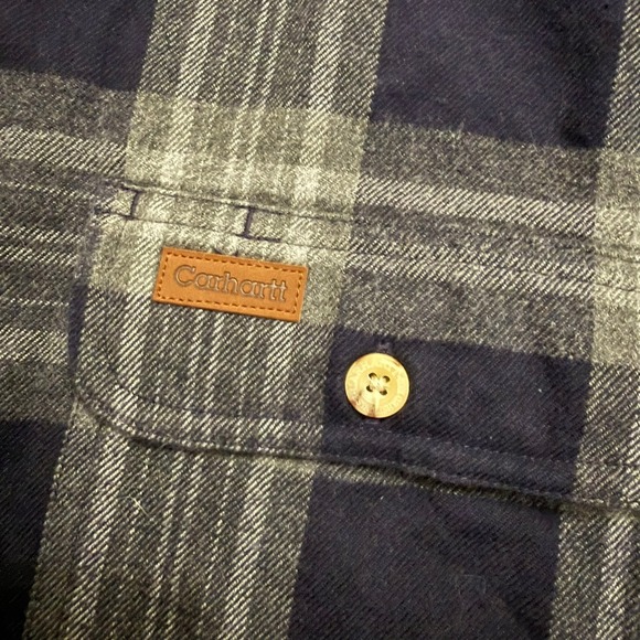 Carhartt Men's Heavyweight Flannel Shacket Blue Plaid Size Medium Gorpcore - Picture 3 of 8